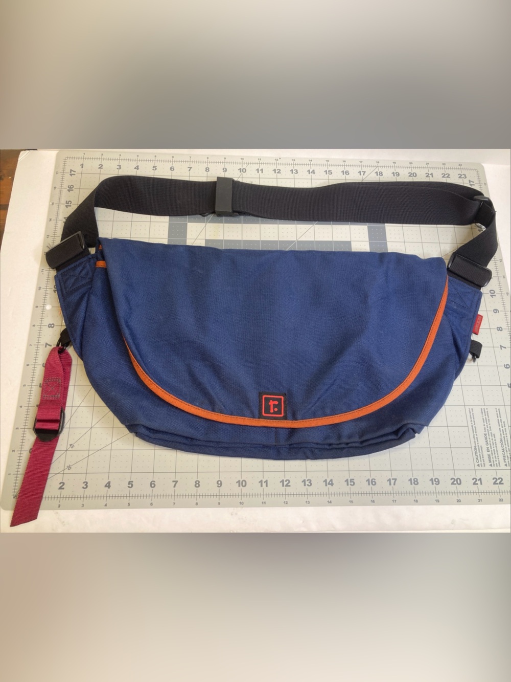 Rickshaw Blue Orange Messenger Bag Lap Top Adjustable Strap Sling Pockets USA